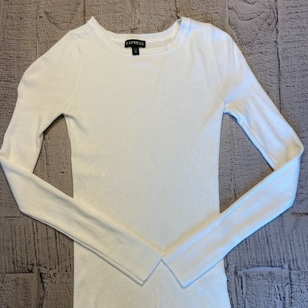 EUC Express creamy white ribbed top XS